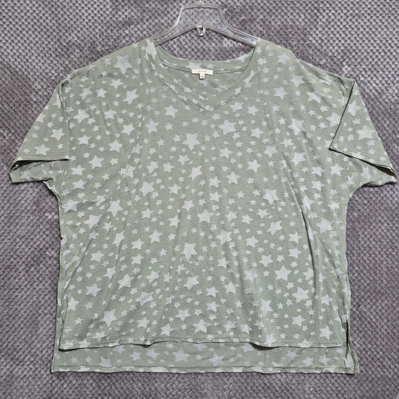 Easel Top Oversized Star Burnout Green Shirt Women's Large - Picture 1 of 7